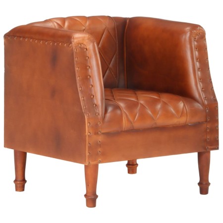 Sillón diseño de cubo cuero de cabra auténtico marrón de vidaXL, Sillones - Ref: Foro24-286616, Precio: 299,61 €, Descuento: %