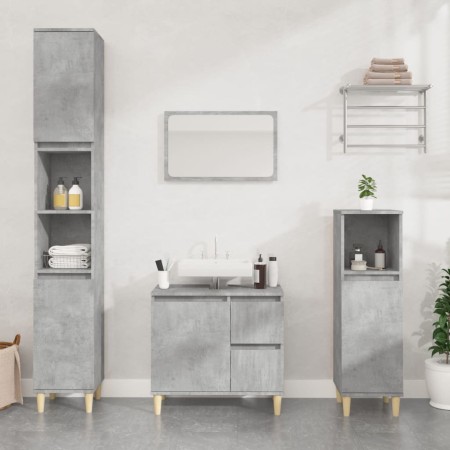 Set de muebles baño 3 pzas madera contrachapada gris hormigón de vidaXL, Muebles de baño - Ref: Foro24-3185539, Precio: 189,7...