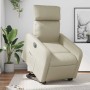 Sillón reclinable elevable eléctrico de cuero sintético crema en Sillones | Comprar online en Foru.es
