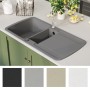 Fregadero de cocina con dos senos de granito gris de vidaXL, Fregaderos - Ref: Foro24-142947, Precio: 245,16 €, Descuento: %