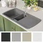Fregadero de cocina con dos senos de granito gris de vidaXL, Fregaderos - Ref: Foro24-142947, Precio: 260,48 €, Descuento: %