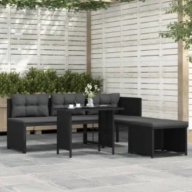 Set de muebles de jardín 4 piezas ratán sintético negro de vidaXL, Conjuntos de jardín - Ref: Foro24-44287, Precio: 289,67 €,...