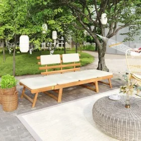 Banco de jardín con cojines 2 en 1 190 cm madera maciza acacia de vidaXL, Bancos de jardín - Ref: Foro24-42647, Precio: 197,0...