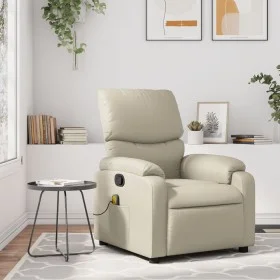 Sillón reclinable de masaje cuero sintético crema de vidaXL, Sillones - Ref: Foro24-373442, Precio: 225,94 €, Descuento: %