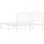 Estructura de cama de metal con cabecero blanca 135x190 cm de vidaXL, Camas y somieres - Ref: Foro24-373837, Precio: 96,11 €,...