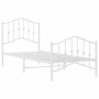 Estructura cama metal con cabecero y pie cama blanca 90x200 cm de vidaXL, Camas y somieres - Ref: Foro24-373849, Precio: 79,3...
