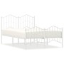 Estructura cama metal con cabecero y estribo blanco 120x200 cm de vidaXL, Camas y somieres - Ref: Foro24-373854, Precio: 101,...