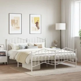 Estructura cama metal con cabecero y pie cama blanco 183x213 cm de vidaXL, Camas y somieres - Ref: Foro24-373861, Precio: 121...