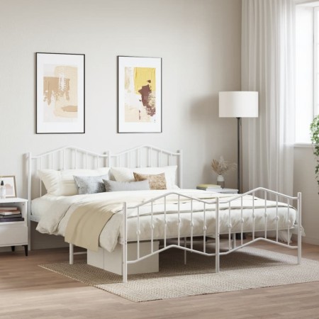 Estructura cama metal con cabecero y pie cama blanco 183x213 cm de vidaXL, Camas y somieres - Ref: Foro24-373861, Precio: 123...