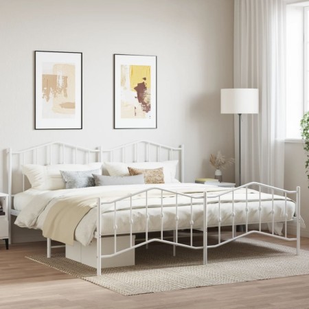 Estructura cama metal con cabecero y estribo blanco 200x200 cm de vidaXL, Camas y somieres - Ref: Foro24-373863, Precio: 131,...