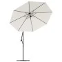 Sombrilla colgante con luces LED y palo metálico 300 cm arena de vidaXL, Sombrillas - Ref: Foro24-42970, Precio: 133,72 €, De...