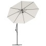 Sombrilla colgante con luces LED y palo metálico 300 cm arena de vidaXL, Sombrillas - Ref: Foro24-42970, Precio: 137,21 €, De...