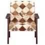 Sillón de cuero auténtico de cabra blanco y marrón de vidaXL, Sillones - Ref: Foro24-247644, Precio: 227,83 €, Descuento: %