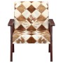 Sillón de cuero auténtico de cabra blanco y marrón de vidaXL, Sillones - Ref: Foro24-247644, Precio: 232,20 €, Descuento: %