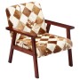 Sillón de cuero auténtico de cabra blanco y marrón de vidaXL, Sillones - Ref: Foro24-247644, Precio: 232,20 €, Descuento: %