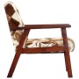 Sillón de cuero auténtico de cabra blanco y marrón de vidaXL, Sillones - Ref: Foro24-247644, Precio: 232,20 €, Descuento: %