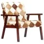 Sillón de cuero auténtico de cabra blanco y marrón de vidaXL, Sillones - Ref: Foro24-247644, Precio: 227,83 €, Descuento: %