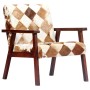 Sillón de cuero auténtico de cabra blanco y marrón de vidaXL, Sillones - Ref: Foro24-247644, Precio: 232,20 €, Descuento: %