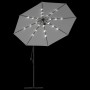Sombrilla colgante con luces LED y palo metálico 300 cm arena de vidaXL, Sombrillas - Ref: Foro24-42970, Precio: 137,21 €, De...