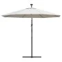 Sombrilla colgante con luces LED y palo metálico 300 cm arena de vidaXL, Sombrillas - Ref: Foro24-42970, Precio: 133,72 €, De...