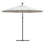 Sombrilla colgante con luces LED y palo metálico 300 cm arena de vidaXL, Sombrillas - Ref: Foro24-42970, Precio: 137,21 €, De...