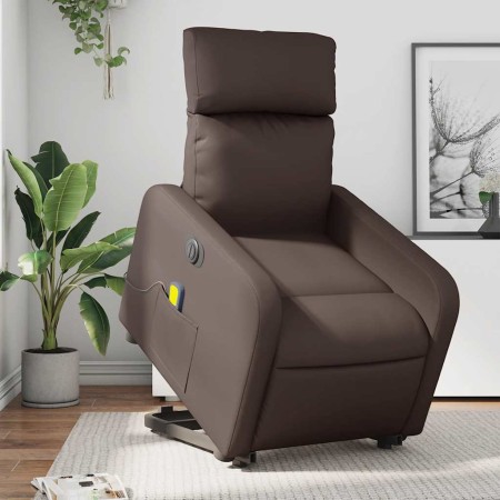 Sillón de masaje elevable eléctrico cuero sintético marrón en Sillones | Comprar online en Foru.es
