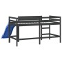 Cama alta para niños tobogán madera maciza pino negro 80x200 cm de vidaXL, Camas y somieres - Ref: Foro24-835906, Precio: 187...
