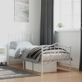 Estructura cama metal con cabecero y pie cama blanca 75x190 cm de vidaXL, Camas y somieres - Ref: Foro24-373846, Precio: 77,3...