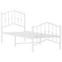 Metal bed frame with headboard and footboard white 75x190 cm by vidaXL, Beds and slatted bases - Ref: Foro24-373846, Price: 7...