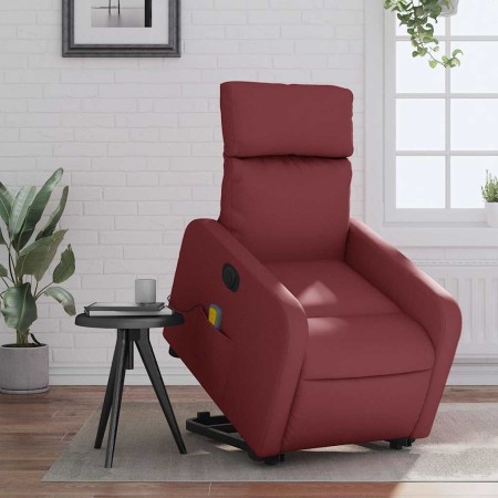 Sillón de masaje elevable eléctrico cuero artificial rojo tinto en Sillones | Comprar online en Foru.es