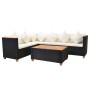 Set de muebles de jardín 4 pzas y cojines ratán sintético negro de vidaXL, Conjuntos de jardín - Ref: Foro24-43000, Precio: 6...