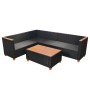 Set de muebles de jardín 4 pzas y cojines ratán sintético negro de vidaXL, Conjuntos de jardín - Ref: Foro24-43000, Precio: 6...