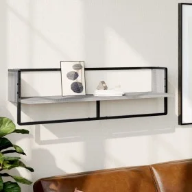 Estante de pared con barra gris Sonoma 100x25x30 cm de vidaXL, Estantes y estanterías - Ref: Foro24-836296, Precio: 28,93 €, ...