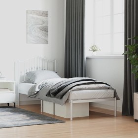 Estructura de cama de metal con cabecero blanco 90x190 cm de vidaXL, Camas y somieres - Ref: Foro24-373830, Precio: 80,59 €, ...