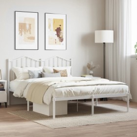 Estructura de cama con cabecero metal blanca 140x200 cm de vidaXL, Camas y somieres - Ref: Foro24-373839, Precio: 100,05 €, D...