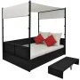 Cama de jardín con toldo ratán sintético negro 190x130 cm de vidaXL, Camas para exteriores - Ref: Foro24-42901, Precio: 538,2...