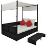 Cama de jardín con toldo ratán sintético negro 190x130 cm de vidaXL, Camas para exteriores - Ref: Foro24-42901, Precio: 548,4...
