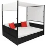 Cama de jardín con toldo ratán sintético negro 190x130 cm de vidaXL, Camas para exteriores - Ref: Foro24-42901, Precio: 538,2...