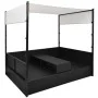 Cama de jardín con toldo ratán sintético negro 190x130 cm de vidaXL, Camas para exteriores - Ref: Foro24-42901, Precio: 538,2...