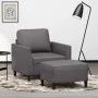 Sillón con taburete cuero sintético gris 60 cm de vidaXL, Sofás - Ref: Foro24-3201119, Precio: 177,88 €, Descuento: %