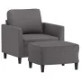 Sillón con taburete cuero sintético gris 60 cm de vidaXL, Sofás - Ref: Foro24-3201119, Precio: 177,88 €, Descuento: %