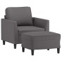 Sillón con taburete cuero sintético gris 60 cm de vidaXL, Sofás - Ref: Foro24-3201119, Precio: 180,40 €, Descuento: %