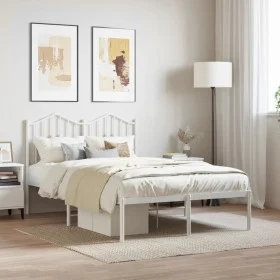 Metal bed frame with white headboard 120x200 cm by vidaXL, Beds and slatted bases - Ref: Foro24-373836, Price: 92,55 €, Disco...
