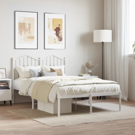Estructura de cama de metal con cabecero blanca 120x200 cm de vidaXL, Camas y somieres - Ref: Foro24-373836, Precio: 94,57 €,...