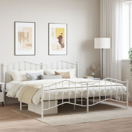Estructura cama metal con cabecero y pie cama blanco 193x203 cm de vidaXL, Camas y somieres - Ref: Foro24-373862, Precio: 123...