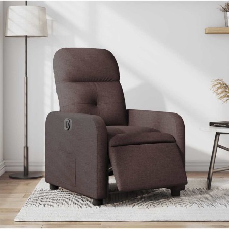 Sillón reclinable eléctrico tela marrón oscuro en Sillones | Comprar online en Foru.es