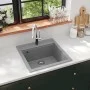 Fregadero de cocina de un seno de granito gris de vidaXL, Fregaderos - Ref: Foro24-142949, Precio: 166,17 €, Descuento: %
