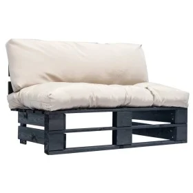 Gartensofa aus Paletten mit sandfarbenen Kissen aus Kiefernholz von vidaXL, Outdoor-Sofas - Ref: Foro24-277410, Preis: 117,78...