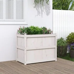 Jardinera de madera maciza de pino blanca 90x50x70 cm de vidaXL, Maceteros y jardineras - Ref: Foro24-837470, Precio: 89,95 €...