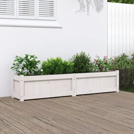 Jardinera de madera maciza de pino blanca 150x31x31 cm de vidaXL, Maceteros y jardineras - Ref: Foro24-837476, Precio: 88,12 ...